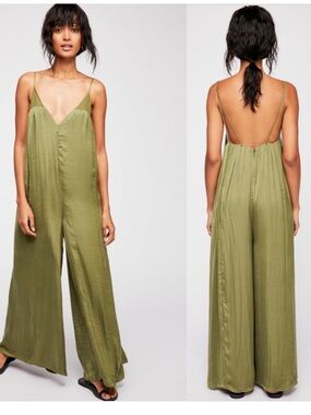 Free People V-Neck Wide-Leg Parker Jumpsuit NEW